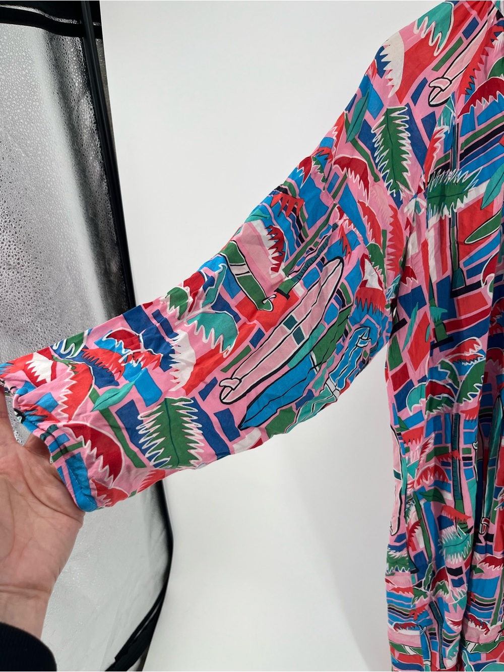 Rosa Faia Papanui Tropical Surfboard Print Viscose Cover Up Tunic Dress L XL - Picture 8 of 9